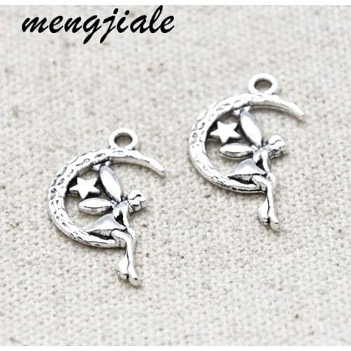 30pcs Hot Sell Alloy Moon Angel Charms For Jewelry Findings Handmade Crafts Supplies