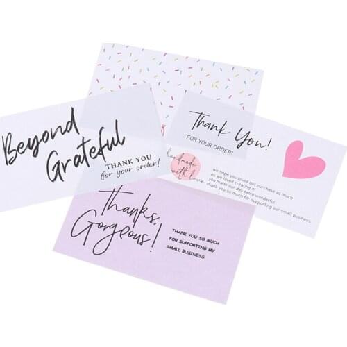 30pcs/pack White Thank You Card For Supporting Business Package Decoration "beyond Grateful" Business Card Handmade With Love