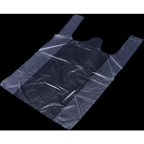 46pcs White Plastic Carrier Shopping Hand Bag Packaging Bags 15x23cm