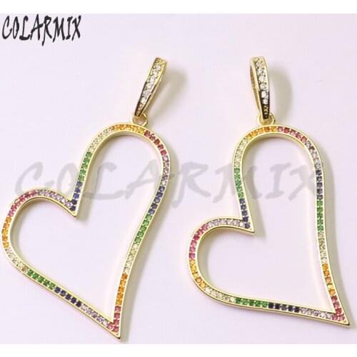 6pcs fashion Heart necklace Rainbow zircon pendants necklace trendy crystal jewelry gift jewelry necklace for women 50863