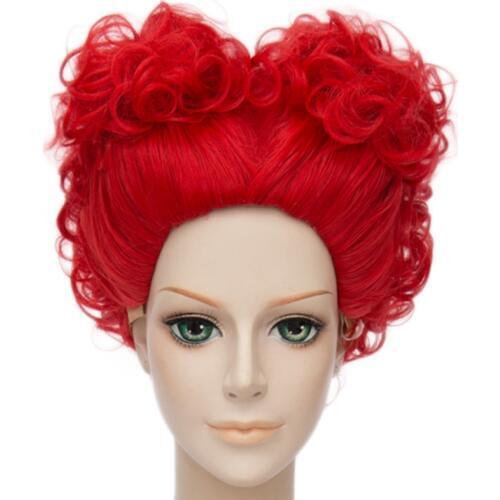 Alice in Wonderland 2 Red Queen Cosplay Wig Queen of Hearts Red Heat Resistant Hair Cosplay Costume Wigs + Wig Cap
