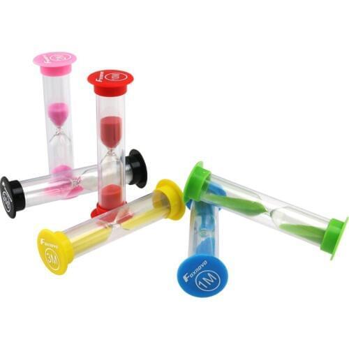 ANGRLY 5 pcs 30 second/1 minute /3 minutes /5 minutes /10 minutes Colorful Hourglass Sandglass Sand Clock Timers (Random Color)