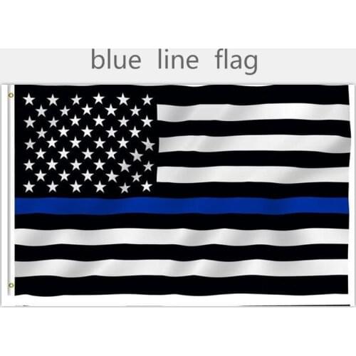 Free shipping 100pcs/lot Blue Line usa Police Flags, 90*150cm Thin Blue Line USA Flag Black, White And thin Blue line Flag