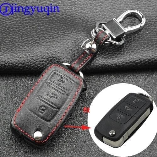 Jingyuqin Car key cover case For Volkswagen Passat CC POLO Golf GTI jetta tiguan Gol CrossFox Plus Eos Scirocco Beetle For Skoda