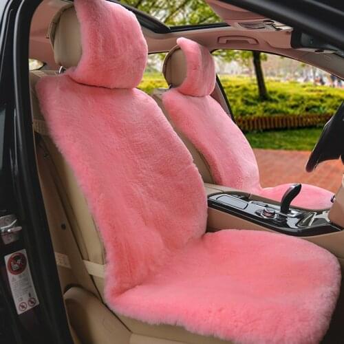 Pink Car Seat Cover Sheepskin Universal Genuine Wool Fur Natural Sheepskin Car Seat Covers for Polo Sedan Volkswagen Kia Sportag