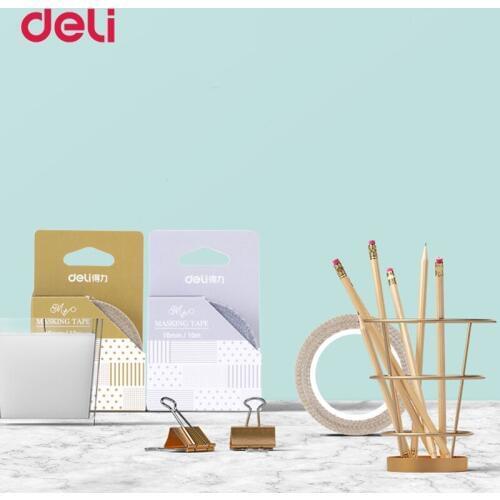 Deli 2pcs 10mm*10m Washi Masking Tapes Retro cute geometry pattern Decorative Adhesive Scrapbooking DIY Paper Japanese Sticker