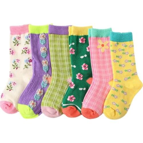 Kids Girl Socks Knee High Flower Socks Toddler Spring Floral Stripe Baby Sock Girl Cotton Sock Princess chaussette haute