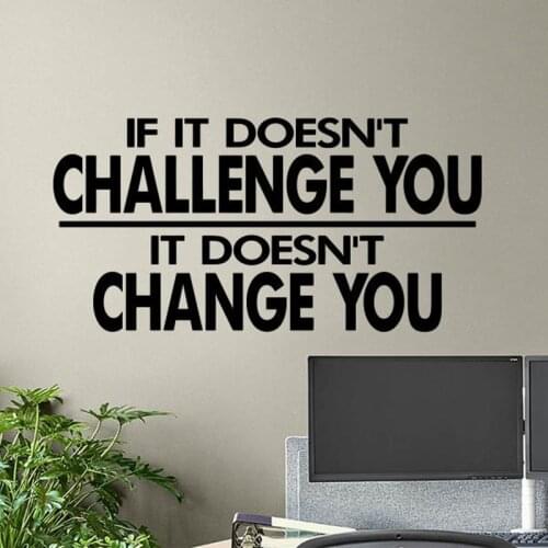 If It Doesn't Challenge You It Doesn't Change You Wall Decal Gym Poster Motivational Quote Vinyl Sticker Fitness Decor E172