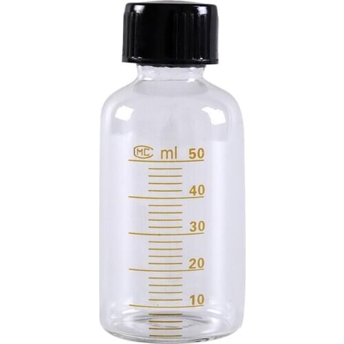 50ml Graduation Sample Vials With Black Plastic Screw Cap Screw On Cover Round Glass Reagent Bottle Lab Supply