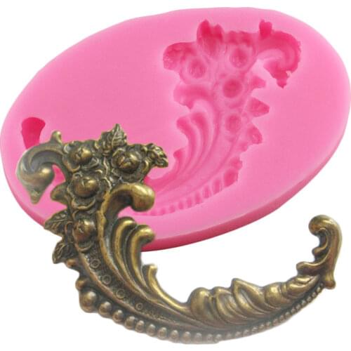 Feather Shape Chocolate Fondant Mold Scroll Relief Border Silicone Molds Cake Decorating Tools Resin Polymer Clay Candy Mould