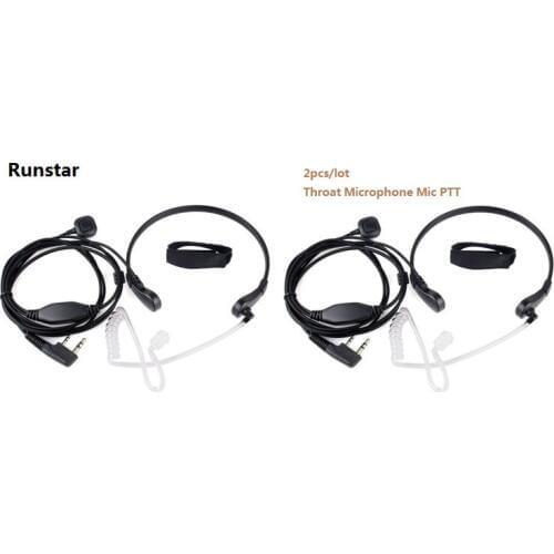 2pcs 2 Pin PPT baofeng Headset Throat Microphone For CB Radio baofeng uv-5r BF-888S Kenwood Accessories Walkie Talkie Throat Mic
