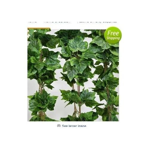 Wholesale-10PCS like real artificial Silk grape leaf garland faux vine Ivy Indoor /outdoor home decor wedding flower green chris
