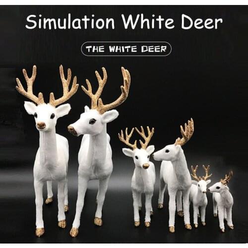 Simulation Plush White Christmas Deer Doll Elk Animal Model Holiday Decorations Sika Deer Home Furnishings 2021 New Deers wd09