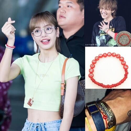 Kpop G-Dragon GD Red Bracelets PEACEMINUSONE LISA Same Paragraph Lovers Lucky Jewelry Beaded Bracelet