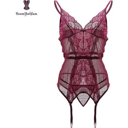 Lace Sexy Lingerie Adjustable Shoulder Strap Sexi Lingeries Feminina Porno With Garter Belt Women Sleepwear Night Gown Exotic