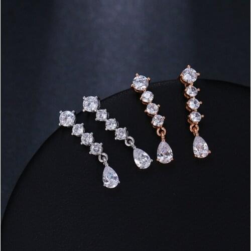 KSRA Brilliant Long Teardrop bridal Earrings For Women Statement Wedding Earrings Brides Vintage Jewelry Bridesmaids Gift