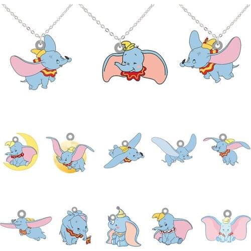 Disney Cartoon Pendant Womens Acrylic Epoxy Necklace Mens Cute Dumbo Pendant Long Chain Necklace Jewelry Accessories