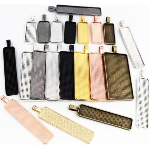 Hot Sales 10X25/10x50/25x50mm Cameo Rectangle Bezels Blank Pendant Cabochon Base Setting For Jewelry Making Accessories Supplies