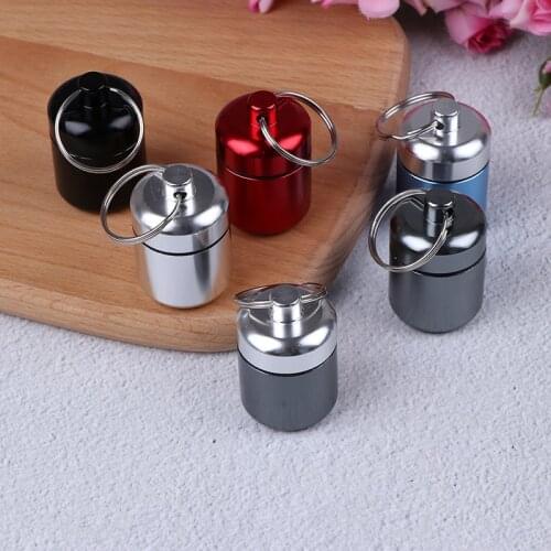 Mini Waterproof Metal Alloy Pill Box Case Bottle Cache Drug Holder Container Keychain Medicine Box Health Care For Travel
