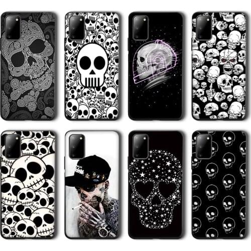 Sugar Skull Case for Samsung Galaxy A51 S20 A50 A71 A70 S10 S9 S8 A20 A30 S A7 S10e Note 20 10 9 Plus Ultra Lite Black Silicone