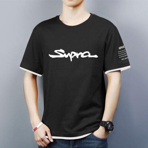 2021 New Mens Summer SUPRA Logo Round Collar Fashion Contrast Color Trend Sports T-Shirt Comfortable Top M