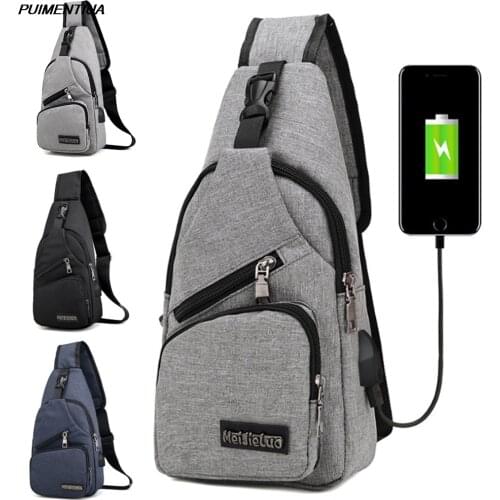 Mens Shoulder Bags USB Charging Crossbody Bags Men Anti Theft Chest Bag School Summer Short Trip Messengers Bag Handbag Bolsas