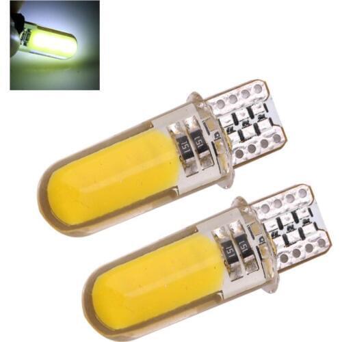 NEW 2Pcs T10 W5W COB Bright LED Car License Board Reading Light Silicone Bulb Lamp