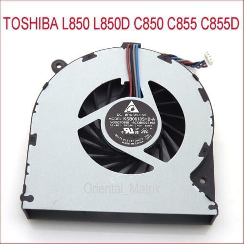 New KSB06105HB-A DC5V 0.4A Cooler Fan Replacement For Toshiba L850 L850D C850 C855 C855D CPU Cooling Fan