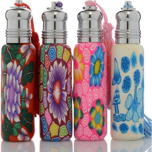 Wholesale Colorful Essential Oil Roller Bottles With Red Tassels, Empty Polymer Clay Perfume Roll on Bottle