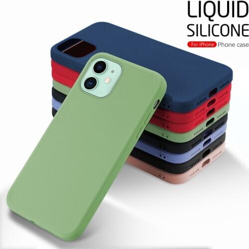 Original Liquid Silicone Phone Case For iPhone 12 Pro Max 12pro 12 mini ifone 12max Protect Camera Solid Color Soft edge Cover