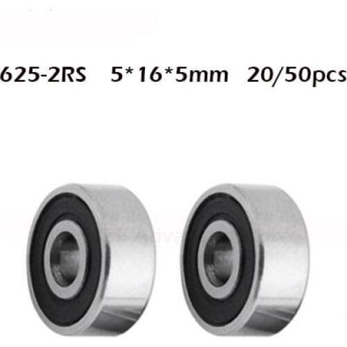 625 625RS 5*16*5(mm) 20/50pieces bearing free shipping ABEC-1 rubber Sealed Bearing 625 625RS chrome steel deep groove bearing