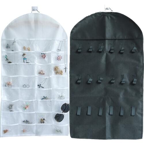 32 Pockets Hanging Jewelry Display Bag Double Side Necklace Organizer Earrings Ring Bracelet Organizer Wardrobe Closet Organizer