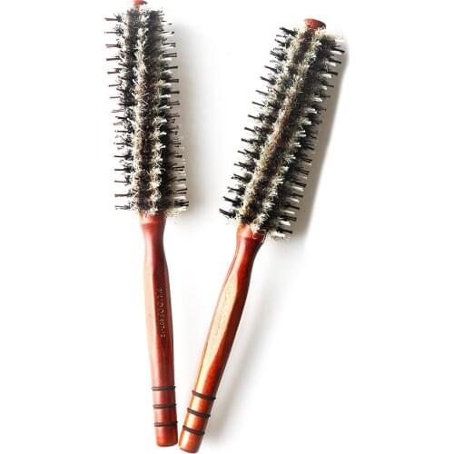 2 Size Curly Hair Brush Wood Comb Non-slip Wood Handle Slanting Nylon Hair Round Brush Hair Care Barber Styling Tools Hair Brush