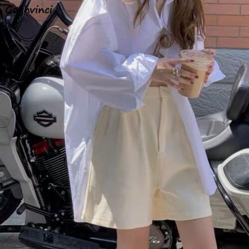 Shorts Women Fashion Leisure All-match High Waist Preppy Style Female Trousers Pocket Solid Baggy Simple Prevalent Summer Chic