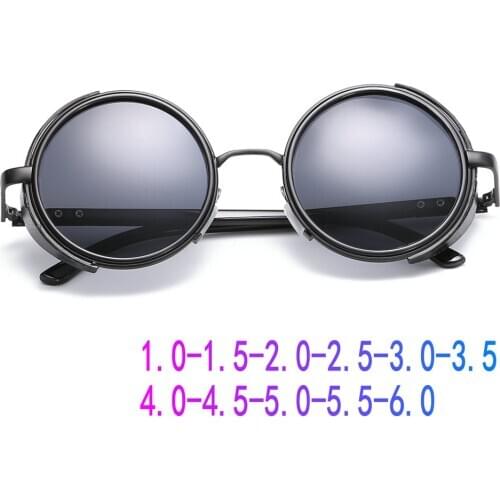 Retro round Myopia Sunglasses Men Vintage Reading Eyeglasses UV Driving Prescription Male Driving Goggles Fashion Diopter FML