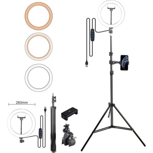 Trípode para Cámara de Acción, soporte de iluminación de anillo de selfi fotográfico de Anillo de luz LED de 10 pulgadas, 2m, pa