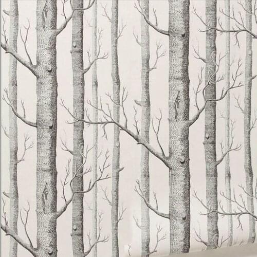 Black White Birch Tree Wallpaper 3D Waterproof Modern Simplicity Nordic Style Forest Wood Wallpapers Roll Bedroom Living Room
