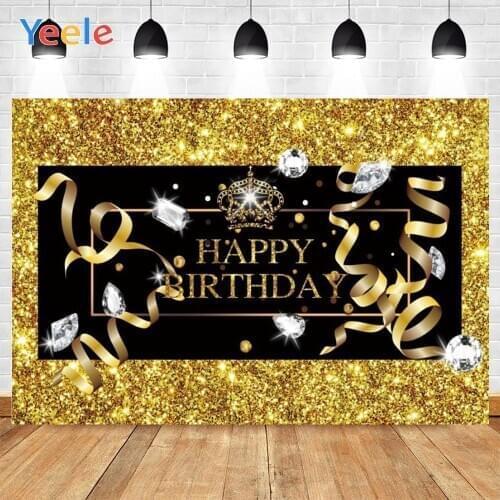 Yeele Birthday Party Poster Glitter Diamond Ribbon Scene Photographic Backgrounds Photography Backdrops For Photo Studio Props