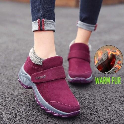 Height Increasing Women Shoes Winter Warm Air Cushion Sport Shoes Women Running Shoes Fur Antislip Female Platform Shoes Jogging
