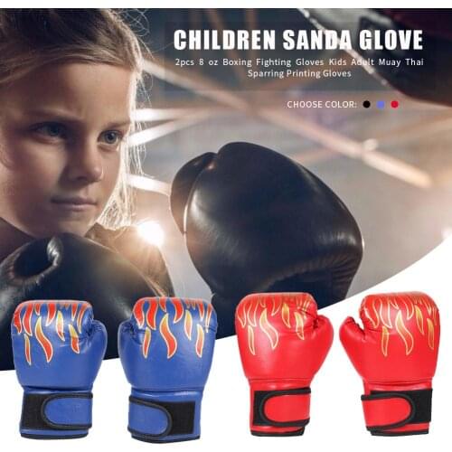 1 Pair Child Boxing Gloves Kids Training Fighting Gloves Muay Thai Sparring Punching Kickboxing Breathable PU Flame Gloves Mitts