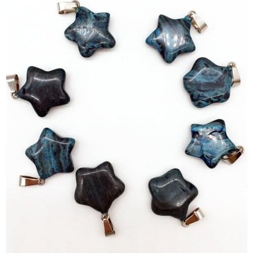 1pcs Blue stone natural stone quartz crystal pentagram star necklace pendant for Jewelry
