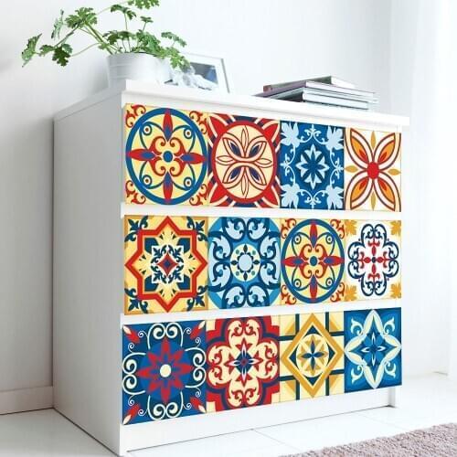 10/15/20/30cm Moroccan Style Ceramics Tiles Wall Stickers Bathroom Kitchen Home Decor Wallpaper Peel & Stick PVC Art Wall Decals