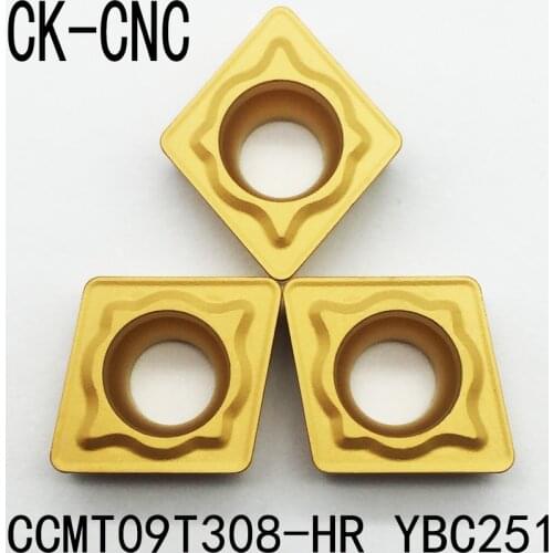 10pcs CCMT09T308-HR YBC251 CCMT09T308-HR YBC351 cnc latheCCMT09T308 turning tools carbide insert for processing Steel