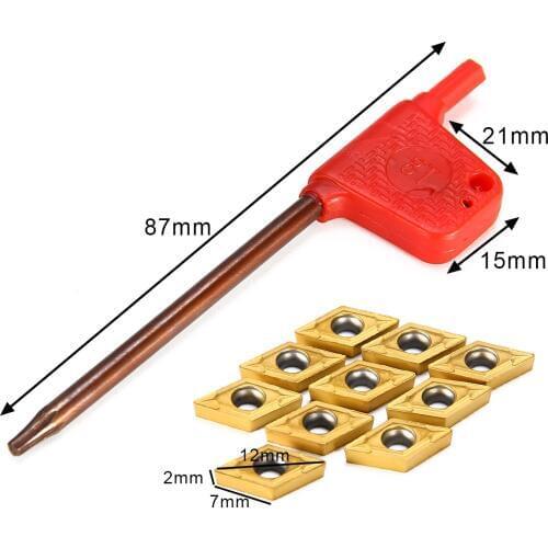10pcs Durable Carbide Inserts DCMT070204 US735 DCMT21.51 Blades with Wrench CNC Lathe Turning Cutter for Processing Machining
