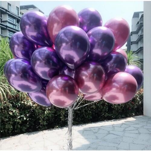 100pcs 12inch Chrome Latex Balloons Wedding Party Decor Globos Metalicos Thick Pearly Metallic Latex Ballon Helium Ball Supplies