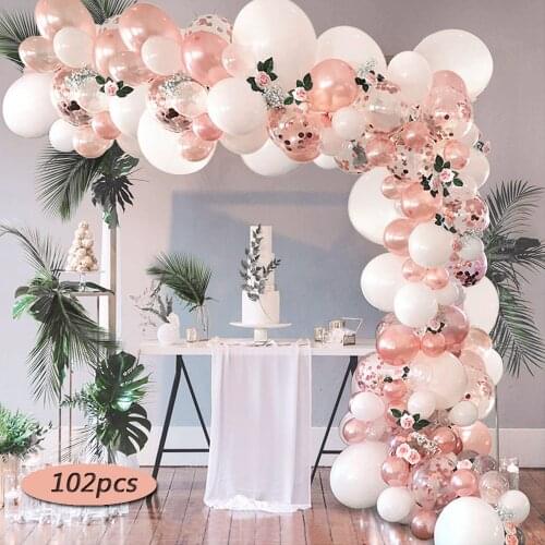 102pcs Rose Gold Balloon Arch Garland Kit Latex Confetti Ballon Wedding Birthday Baloon Birthday Party Decor Kids Baby Shower