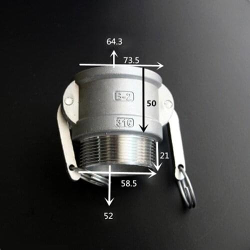 2" BSPT Male x Socket Type B Camlock Quick Disconnect Coupling 316 Stianless Cam Groove For Hose Pumps Homebrew