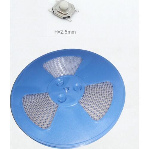 3000pcs/coil 4 pins 4*4*2.5 mm SMD Tactile Push Button Water-proof Tact Switches Plastic Head 4x4mm