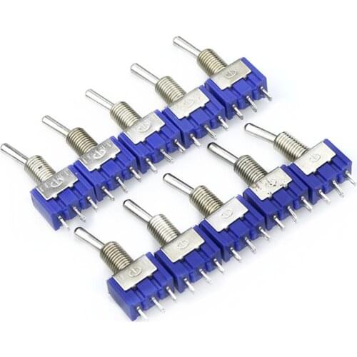 5Pcs SPDT ON-ON 2 Positions 3 Pin Latching Micro Toggle Switch MTS-102