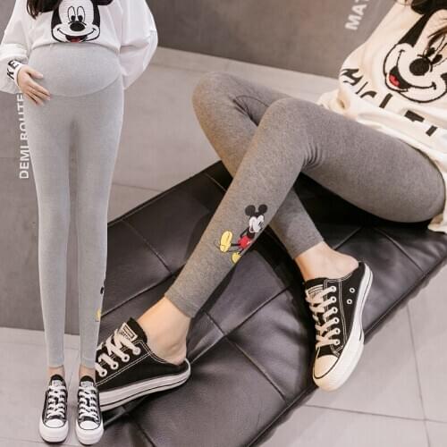 601# Maternity Pants Spring Autumn Cartoon Printed Elastic Waist Belly Support Pants Maternity Leggings Maternity Trousers